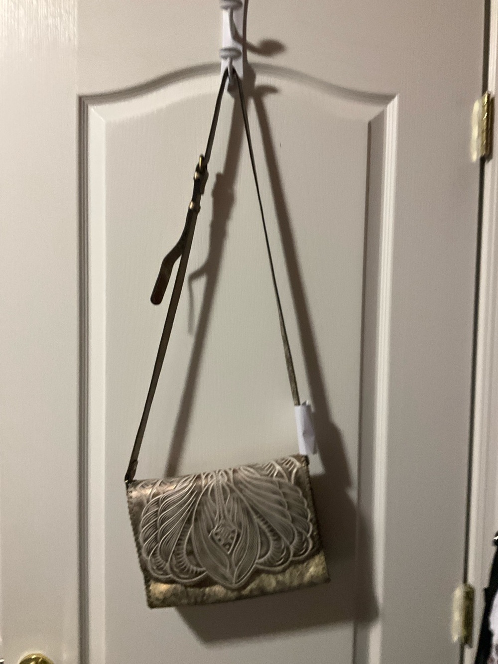 Patricia Nash Metallic Cream Embroidered Crossbody